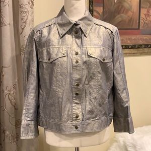 ETCETERA blue/ gold mix Denim jacket NWOT